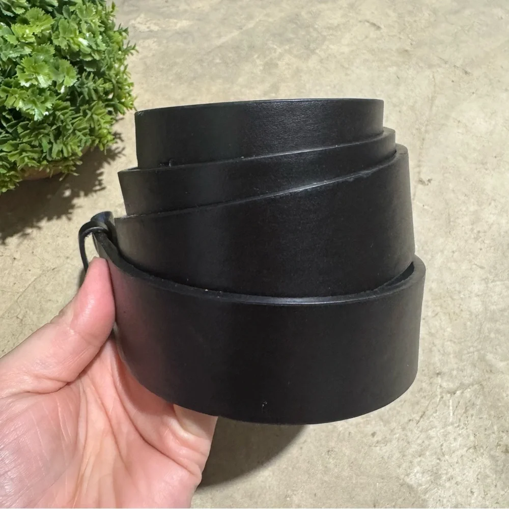Vtg Black Leather Belt Blank Mens Size‎ XL Classic No Buckle Western Festival